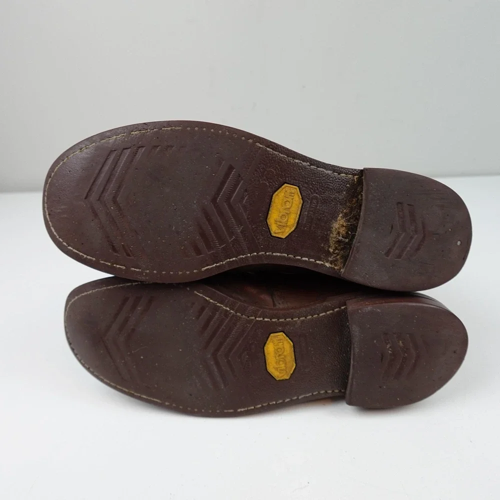 Chippewa Boots Mens Size 8 Brown Leather Combat Ankle Lace Up Vibram Work